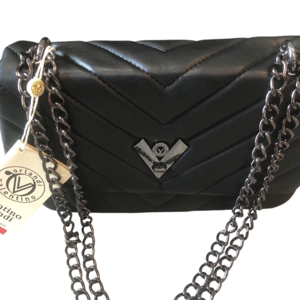 NWT Valentino Orlandi Black Quilted Shoulder Bag MSRP $279.00 - Picture 2 of 8